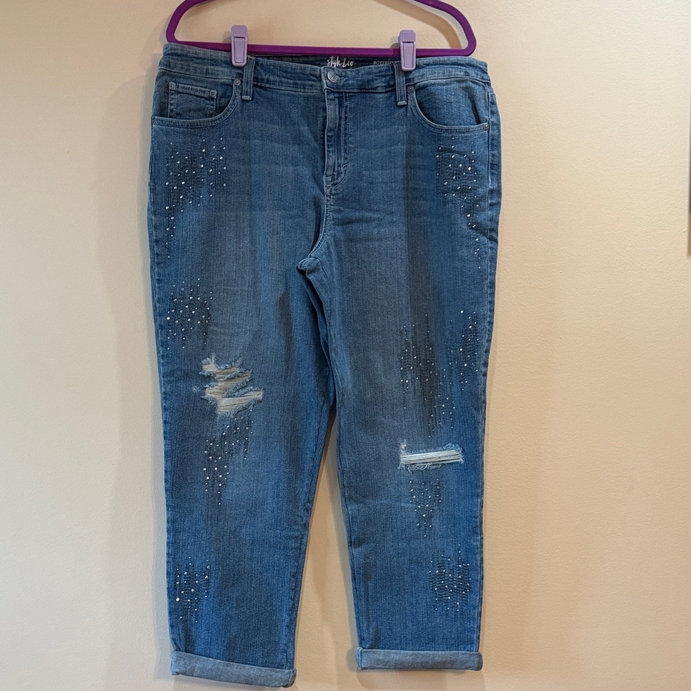 Style & Co. Blue Distressed Ankle Jeans